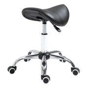 Sgabello a sella, sgabello da lavoro, sedia girevole, regolabile in altezza, imbottito, nero, ideale per cosmetici e ufficio.