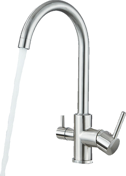 Felice | Rubinetto per acqua potabile a 3 vie in argento spazzolato premiu |Miscelatore cucina ad osmosi in acciaio inossidabile|Filtra 3 connessioni