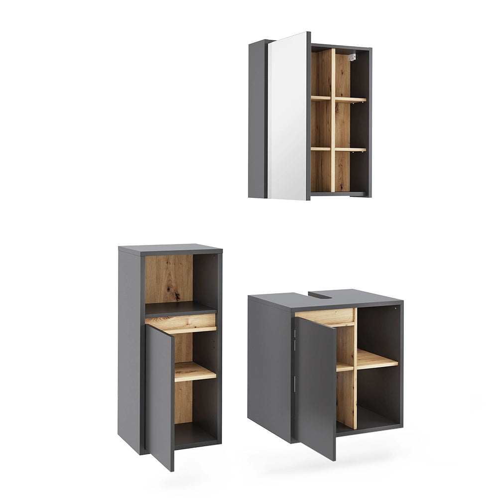 Vicco Set di mobili da bagno Grigio/Artisan 3 parti