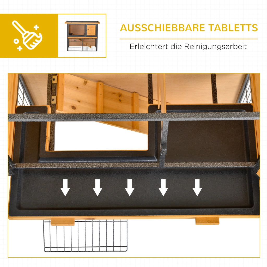 Gabbia per Conigli 2 Piani in Legno con Tetto Bitumato ¨C zephmum ¨C 89,5x45x81 cm Hellgelb