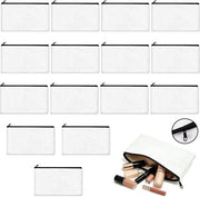15 pezzi di contenitore per toilette - Etui - Borsa di stoccaggio - Pochette in cotone bianco in tela di canapa DIY - Borse da disegno - Pochette per matite - Per make-up e cosmetici - Stoccaggio per scrivania