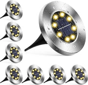 Illuminazione Solare per Giardino - Caldo Bianco - 8LED - Lampada da Pavimento - Esterno - Set di 8
