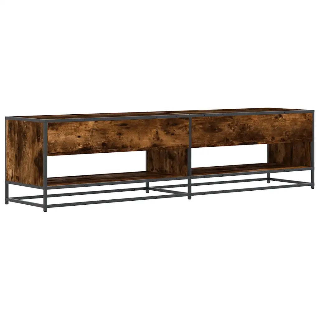 Mobile TV industriale con ampio vano contenitore 180,5 x 40 x 46 cm realizzato in legno composito finitura rovere affumicato 02_0055619