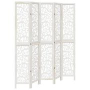 Divisorio Ambienti 5 Pannelli-Set di 5 pannelli Paravento Bianco Legno Massello di Paulownia 833830