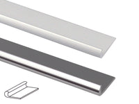 PROFILO UNGHIETTA IN ALLUMINIO- - mm.18 mt.2 argento lucido - 5 pezzi