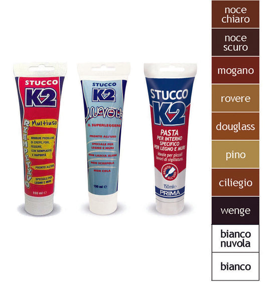 K2 STUCCO IN PASTA MULTIUSO COLORATO IN TUBETTO- - ml.150 - mogano - 6 pezzi K2