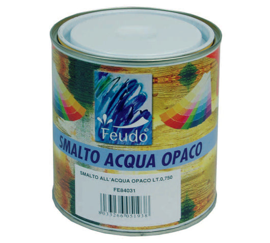 SMALTO ALL'ACQUA OPACO IN BARATTOLO (WASSER LACK LUX)- - ml.750 bianco opaco - 6 pezzi FEUDO