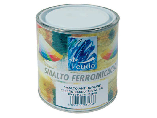 SMALTO SINTETICO FERROMICACEO (ANTI LACK)- - ml.750 grafite RAL 1000 - 6 pezzi FEUDO