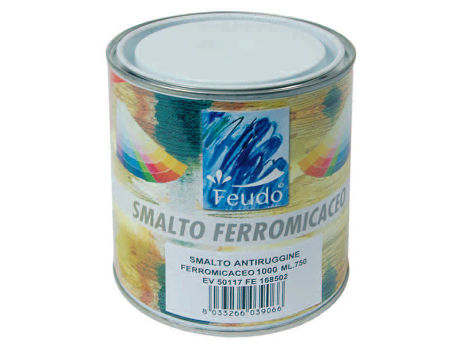 SMALTO SINTETICO FERROMICACEO (ANTI LACK)- - ml.750 grafite RAL 1000 - 6 pezzi FEUDO
