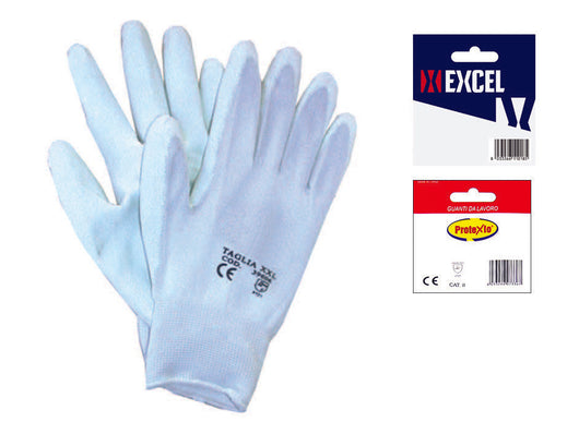 GUANTI DA LAVORO IN POLIESTERE PALMO IN POLIURETANO- - tg.L misura 9 - 12 blister EXCEL
