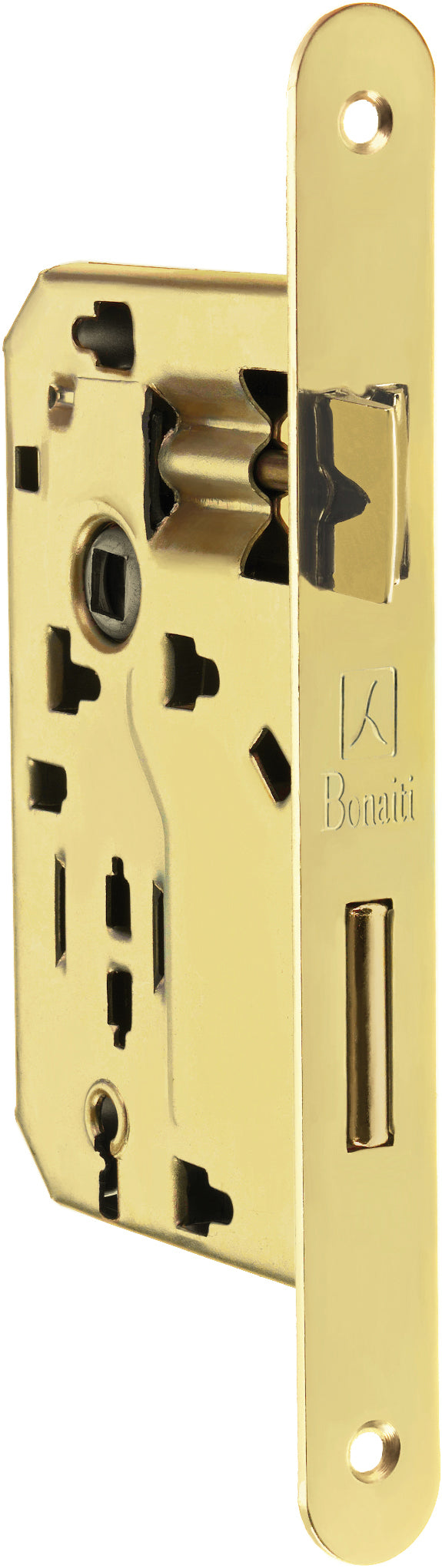 Bonaiti SERRATURA LEGNO PATENT INF. B/TONDO Art. 042T - ottonato lucido E.40