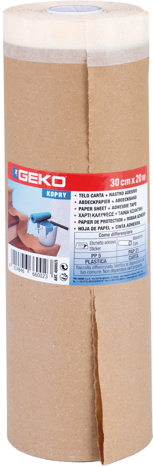 CARTA PER MASCHERATURA + NASTRO ADESIVO CM.18 X 20MT espositore 24 pezzi