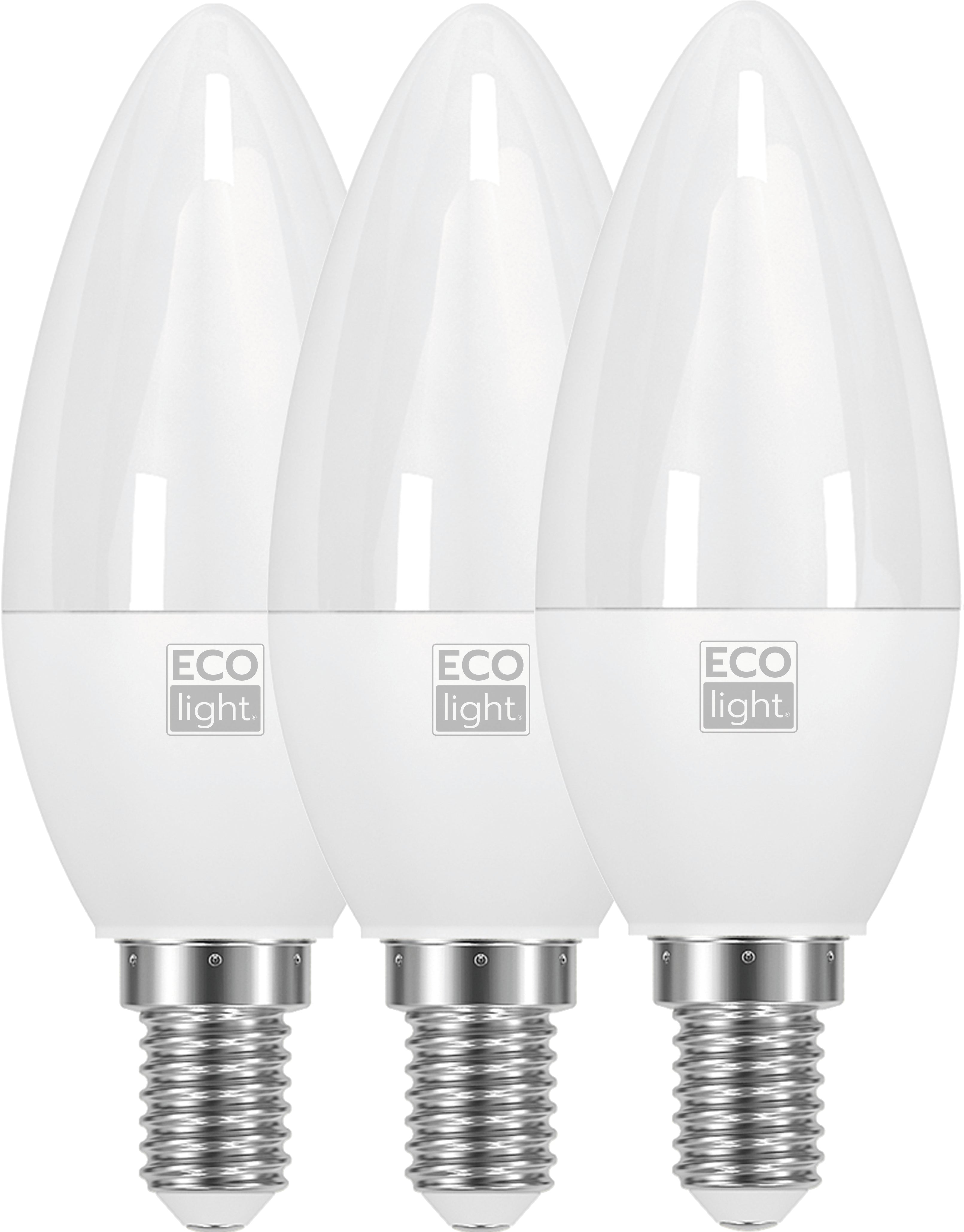 Ecolight LAMPADA A LED CANDELA E14 3 PZ. luce naturale 6 W 10.00 confezioni