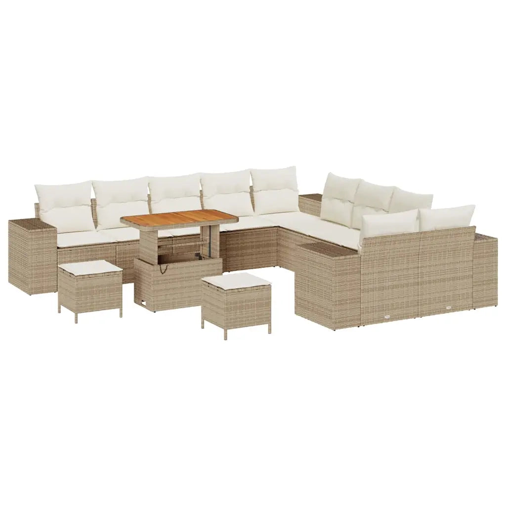 Set Divano da Giardino con cuscino 13 pcs Beige polyrattan 3362066