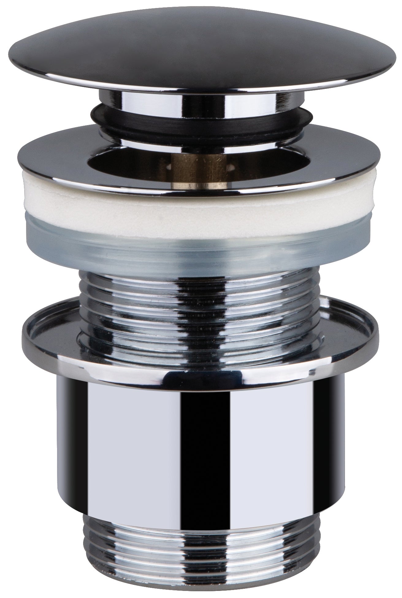 PILETTA A SCATTO CLICK CLACK PER LAVABO E BIDET SENZA TROPPO PIENO 11/4 ottone cromato