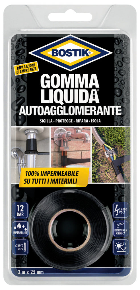 Uhu Bison GOMMA LIQUIDA BOSTIK NASTRO AUTOAGGLOMERANTE cm. 2,5x3 mt.