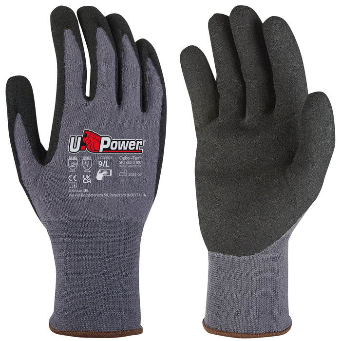 U-Power GUANTI DA LAVORO MERENGUE IN NYLON/NA2 TECHNOLOGY Col. Grigio/Nero  tg. 8 12.00 paia