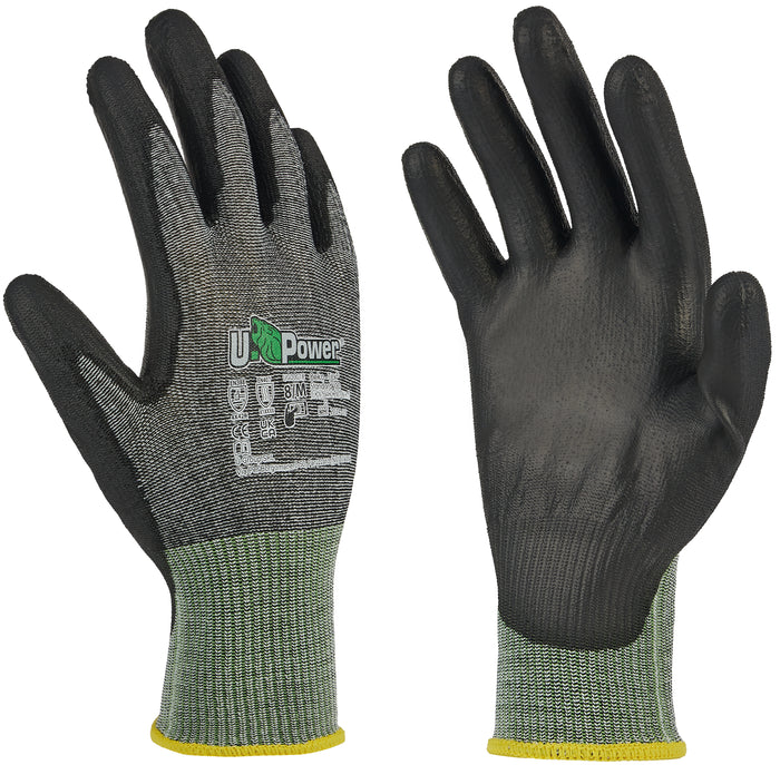 U-Power GUANTI DA LAVORO ANTITAGLIO B SAMBA IN NYLON/PU- FOAM Col. Grigio/Verde tg. 10 12.00 paia