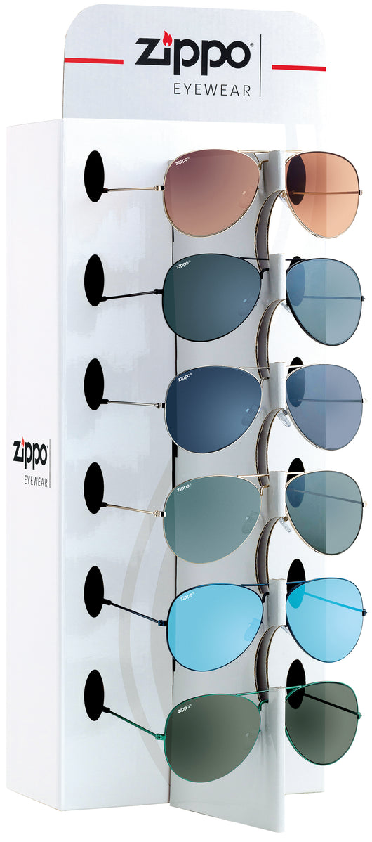 Zippo ASSORTIMENTO OCCHIALI DA SOLE 9 PAIA + ESPOSITORE  OBP-36B