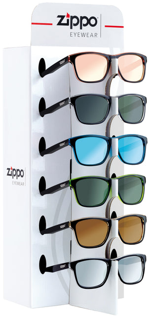 Zippo ASSORTIMENTO OCCHIALI DA SOLE 9 PAIA + ESPOSITORE OBP-201A