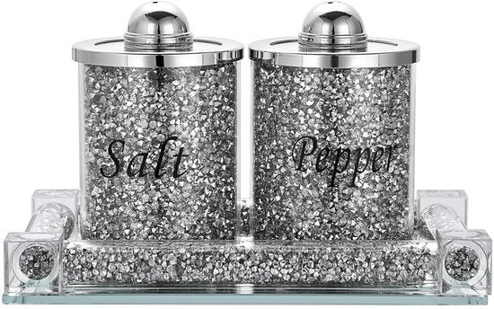 Set di Bussole per Sale e Pepe - Design Scintillante - Set da 3 - Vetro e Ottone