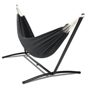 IDMarket - Amaca con supporto in metallo nero e tela grigio antracite