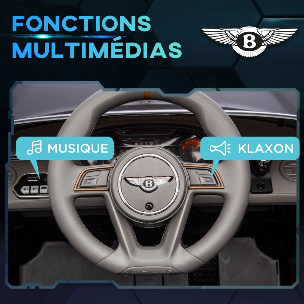 Auto elettrica per bambini Bentley Bacalar nero ¨C zephmum ¨C 12V 2 motori telecomando 3-5 anni