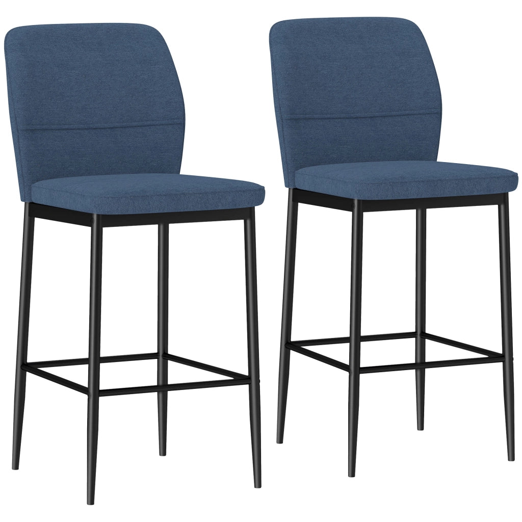 Sgabello Alto Set 2 Pezzi ¨C Xylo ¨C Velluto Blu con Gambe in Metallo 41x52x97 cm