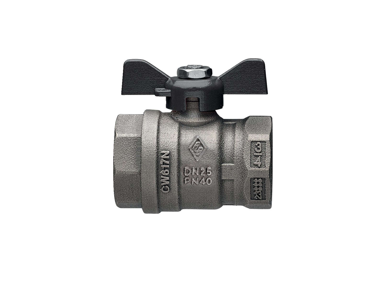 VALVOLA A SFERA A PASSAGGIO TOTALE FF FARFALLA IN ALLUMINIO- 3/4 DN 20  PN 40- RB- pezzi 1