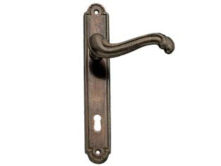 MANIGLIA BAROCCO CON PLACCA IN OTTONE- - mm.90 - 4 paio