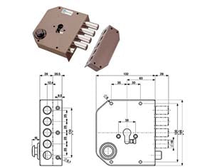 SERRATURA LATERALE DA APPLICARE CON SCROCCO CILINDRO EUROPEO 38610  mm.60 DX (38610VD00)    MOTTURA