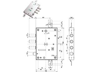 SERRATURA TRIPLICE APPLICARE CON SCROCCO DM BLINDATE 52571ML/37  mm.63 DX/SX (52571ML 37 36)    MOTTURA