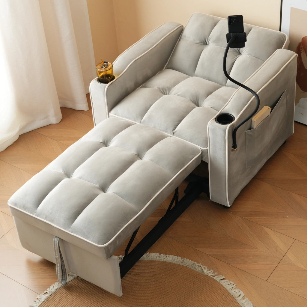 DIVANO LETTO 3 in 1 83x167x76 cm Grigio antico bianco in schiuma