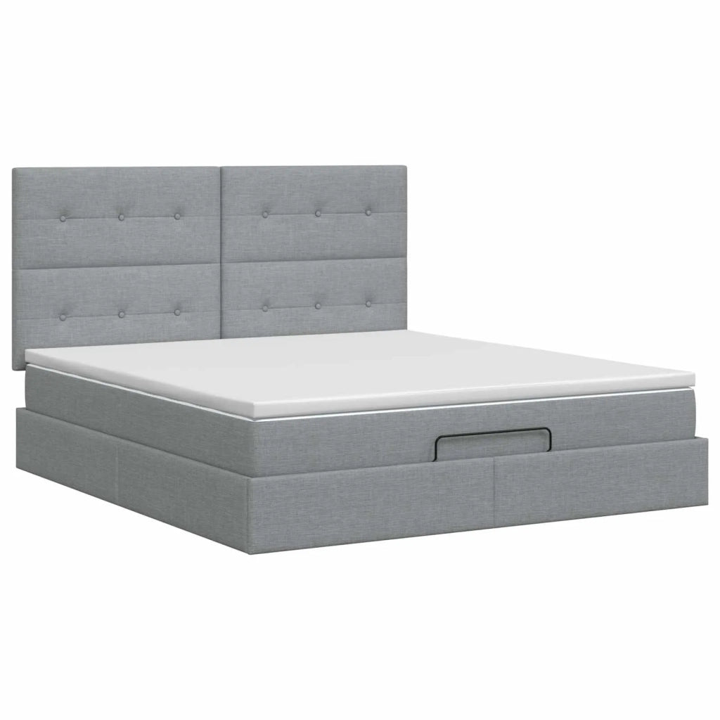 Letto ottomano con materasso Grigio Chiaro 160 x 200 cm Tessuto 3457501