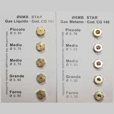 SET 5 UGELLI GAS PER CUCINA  Gpl     MADE IN ITALY