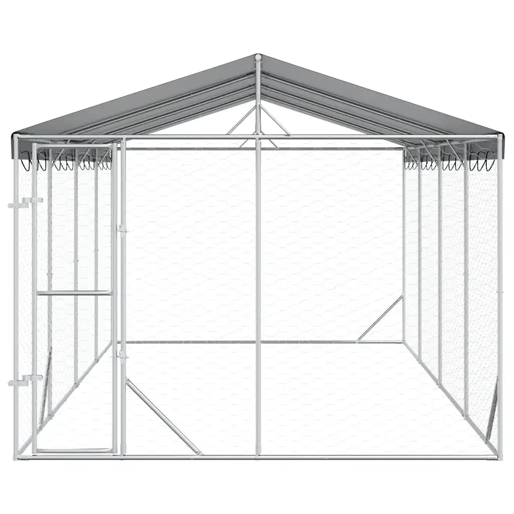 Cuccia Cani da Esterno Tetto Argento 3x6x2,5 m Acciaio Zincato 3190488