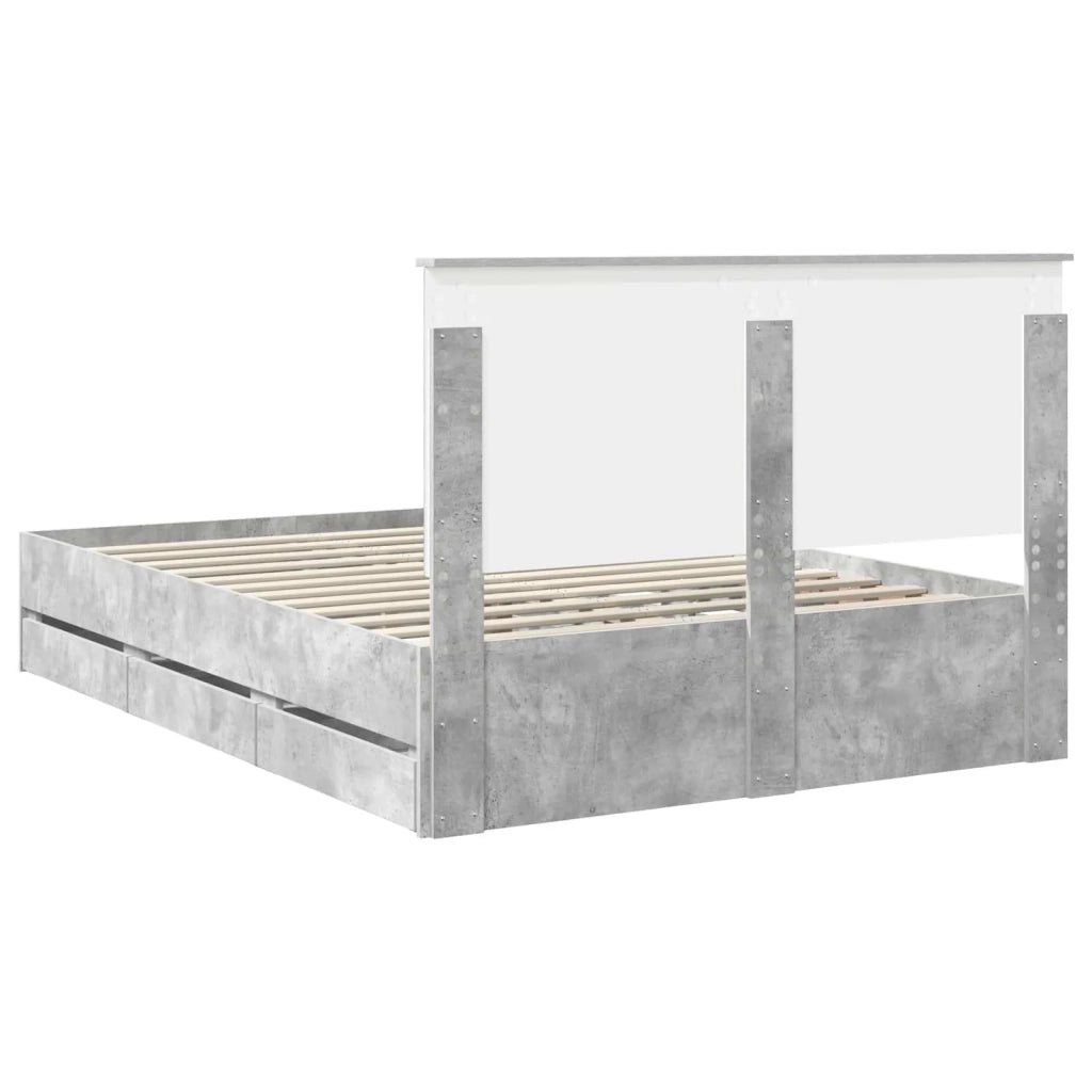 Struttura del letto con cassetto Grigio cemento 140 x 200 cm