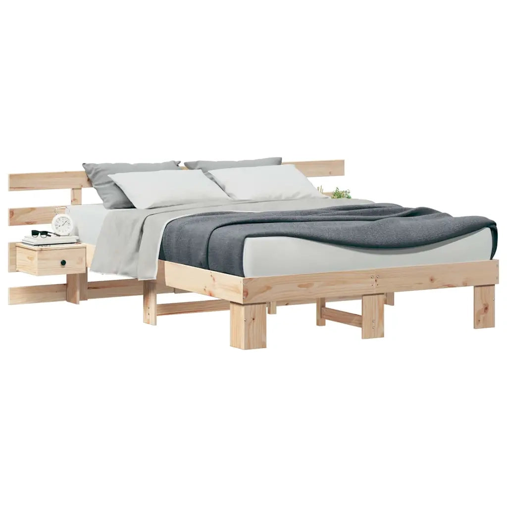 vidaXL Struttura del letto con cassetto Marrone Legno di pino massello