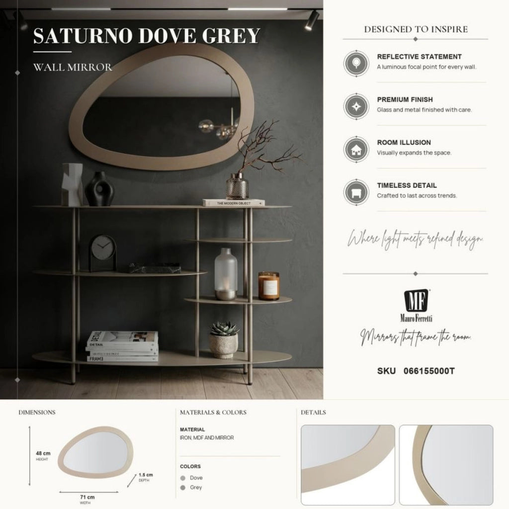 Specchio da parete Saturno con cornice tortora