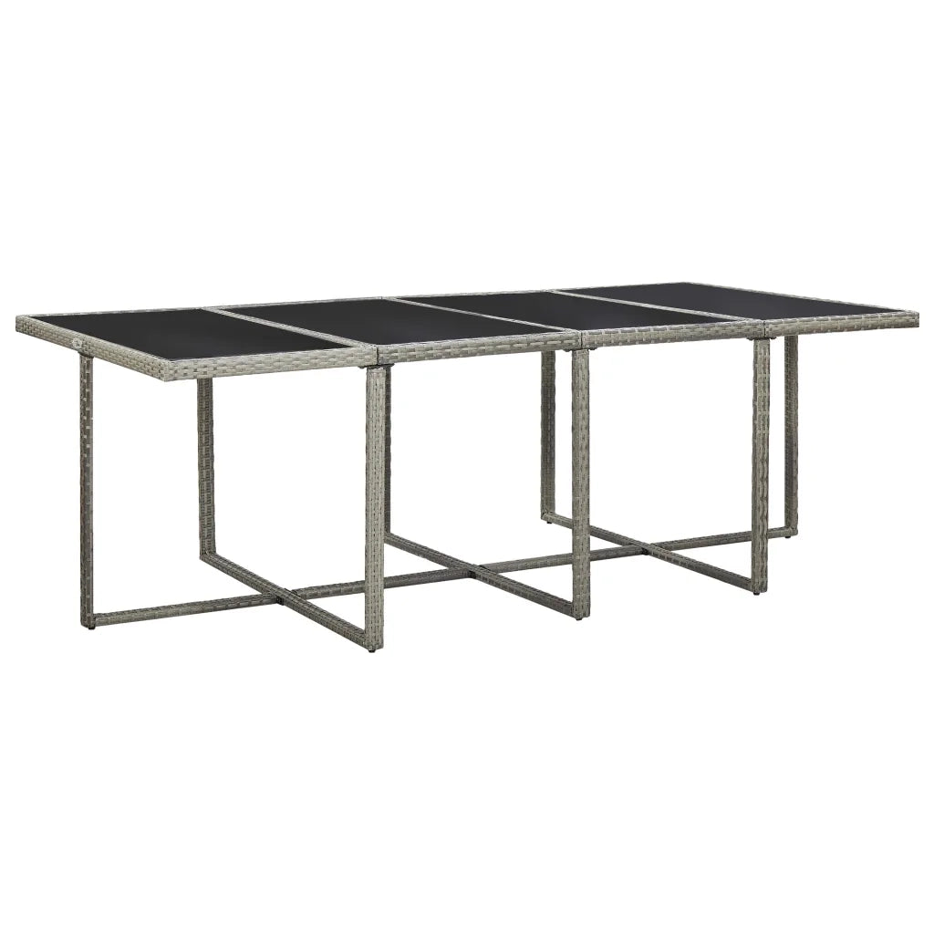 Set da Pranzo da Giardino 13pz con Cuscini in Polyrattan Grigio 46538