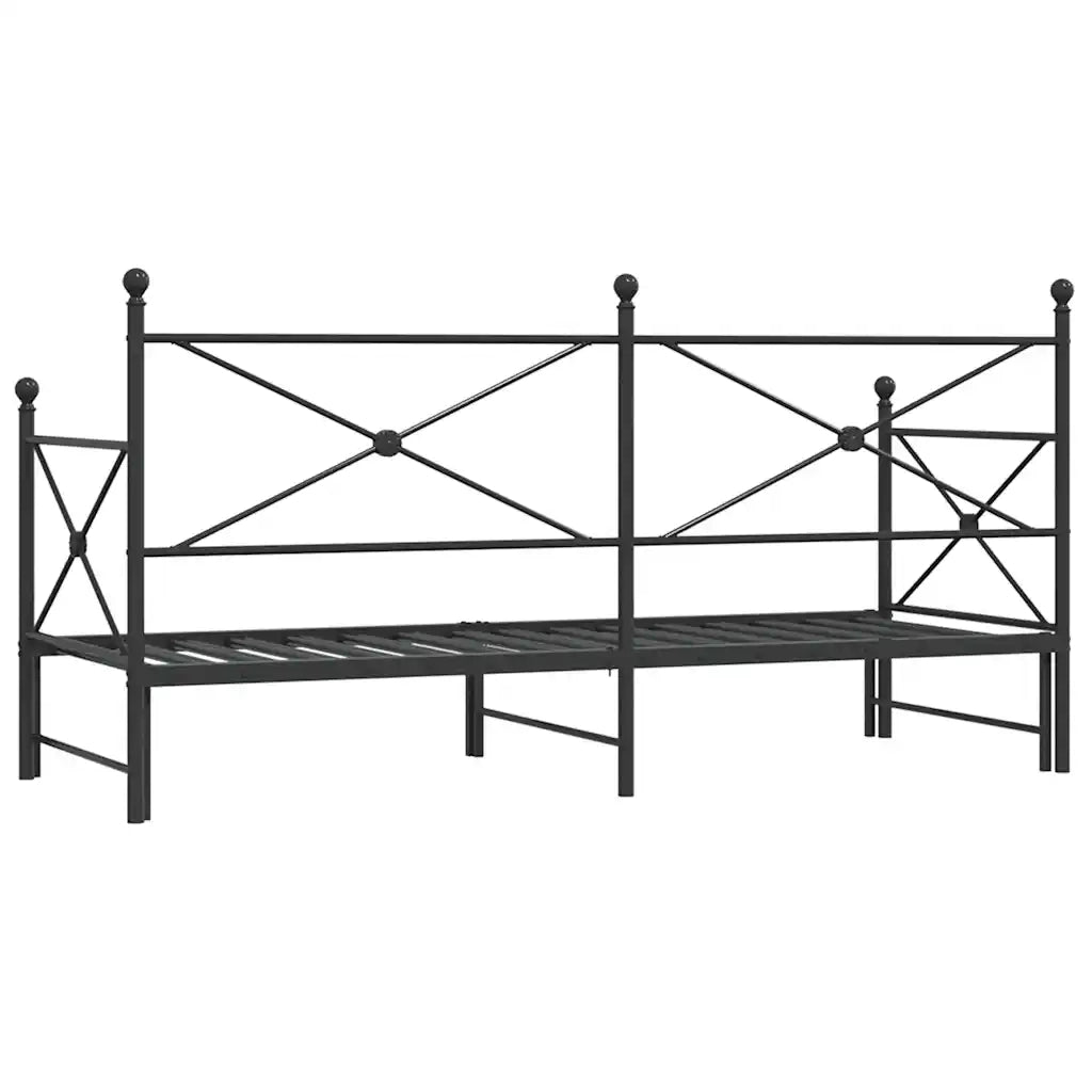 Divano letto | Sof¨¤ letto | Letto singolo Estraibile senza Materasso Nero 75x190 cm Acciaio