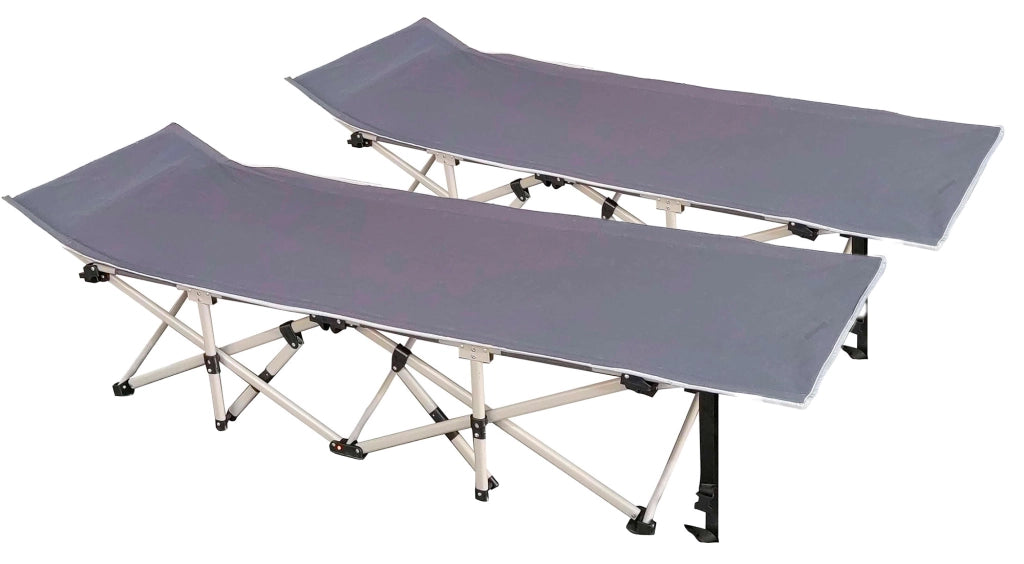 Set 2 Lettini Pieghevoli da Campeggio 190x70x36 cm in Alluminio e Tessuto Oxford  Grigio Scuro