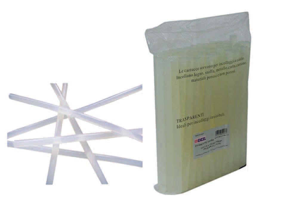 COLLA TERMOFUSIBILE TRASPARENTE MM.200- - mm.200 ø mm.7,2 - 1 kg EXCEL