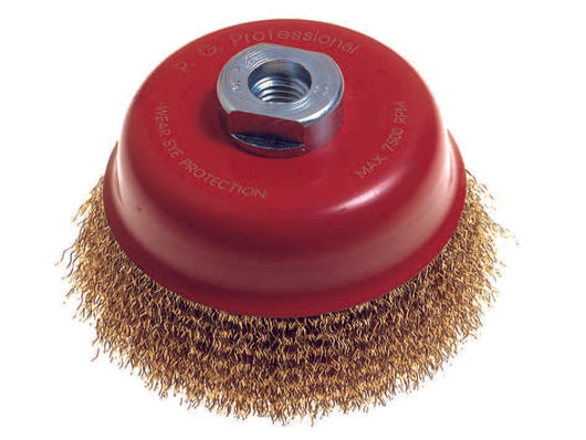 SPAZZOLA A TAZZA FILI ACCIAIO PER SMERIGLIATRICE- - ø mm. 60 foro filettato14 MA PG 485.30 - 2 blister PG