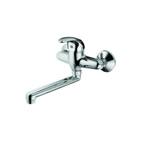 Miscelatore monocomando a parete con canna girevole per lavabo acciaio cromato