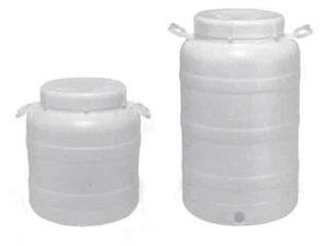 FUSTO A BOCCA LARGHISSIMA IN POLIETILENE PER ALIMENTI  lt.50  bocca ø cm.25  misure ø cm.37x62h.