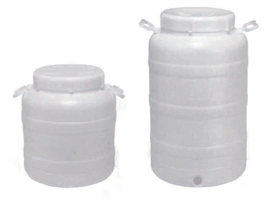 FUSTO A BOCCA LARGHISSIMA IN POLIETILENE PER ALIMENTI  lt.30  bocca ø cm.25  misure ø cm.37x42h.