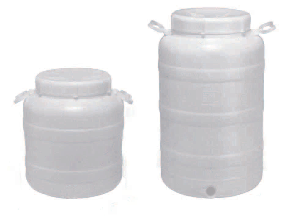 FUSTO A BOCCA LARGHISSIMA IN POLIETILENE PER ALIMENTI  lt.30  bocca ø cm.25  misure ø cm.37x42h.