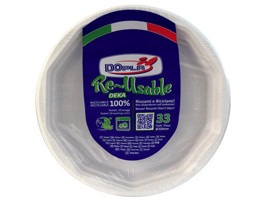 PIATTI PIANI OTTAGONALI REUSE BIANCHI CONFEZIONE PZ.25- - ø mm.220 - 24 confezione DOPLA