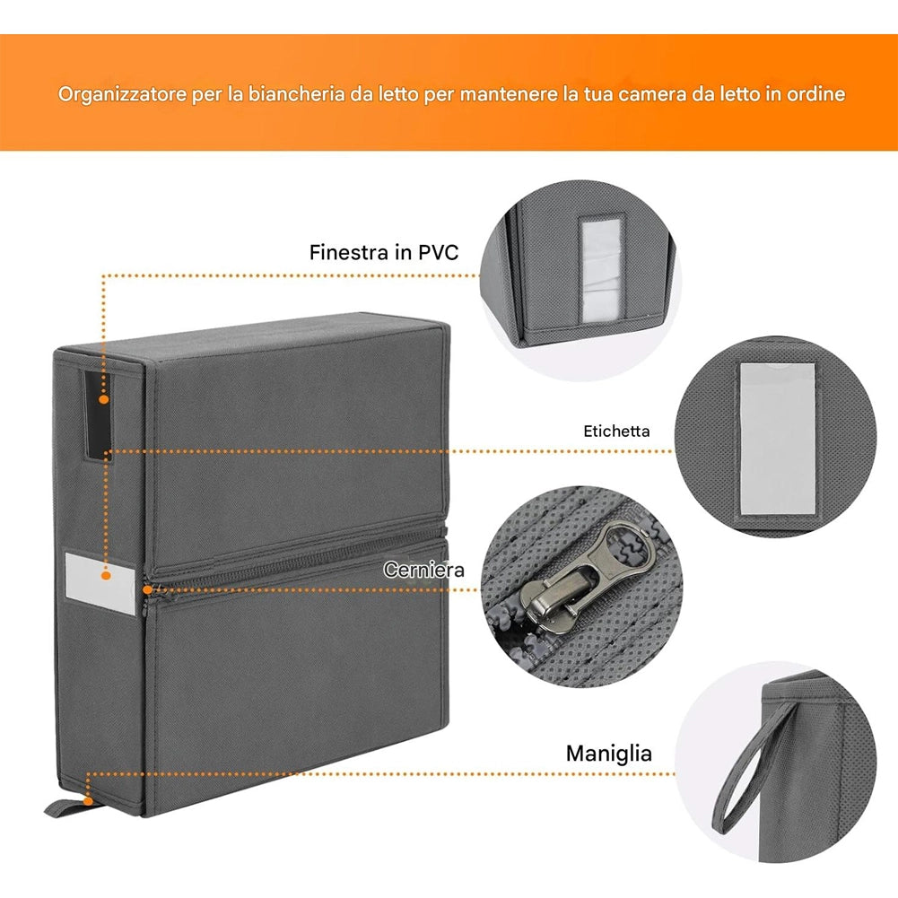 Set 3 Organizer Pieghevoli da Armadio 33x33x10 cm Contenitori Salvaspazio